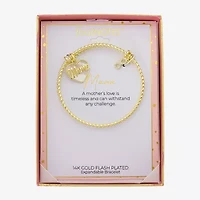 Footnotes Mama Expandable Womens White Mother Of Pearl 10K Gold Over Brass Heart Infinity Bolo Bracelet