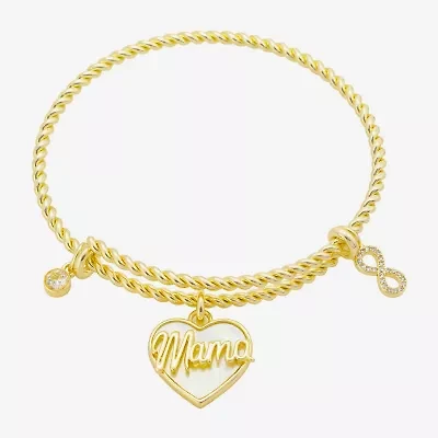 Footnotes Mama Expandable Womens White Mother Of Pearl 10K Gold Over Brass Heart Infinity Bolo Bracelet