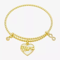 Footnotes Mama Expandable Womens White Mother Of Pearl 10K Gold Over Brass Heart Infinity Bolo Bracelet