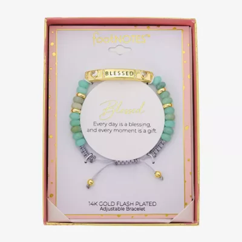 Footnotes Blessed Beaded Womens Green Jade 10K Gold Over Brass Bolo Bracelet