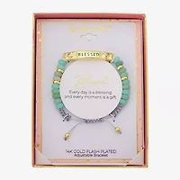 Footnotes Blessed Beaded Womens Green Jade 10K Gold Over Brass Bolo Bracelet