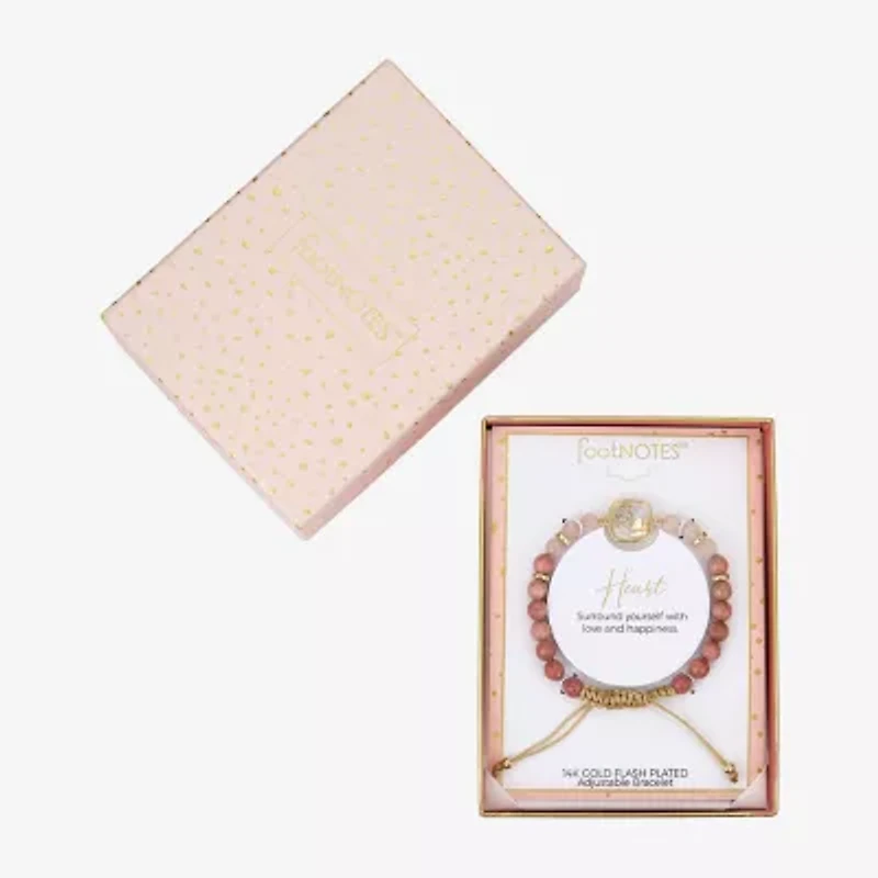 Footnotes Womens Pink 10K Gold Over Brass Heart Bolo Bracelet