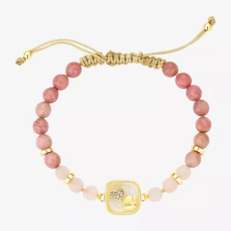 Footnotes Womens Pink 10K Gold Over Brass Heart Bolo Bracelet