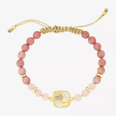 Footnotes Womens Pink 10K Gold Over Brass Heart Bolo Bracelet