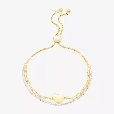 Gratitude & Grace Womens Cubic Zirconia Heart Bolo Bracelet