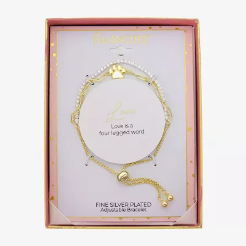 Gratitude & Grace Paw Print Womens Cubic Zirconia Bolo Bracelet