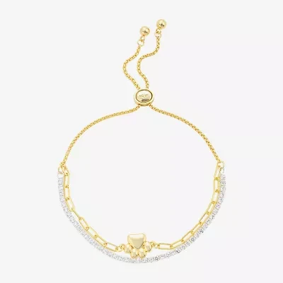 Gratitude & Grace Paw Print Womens Cubic Zirconia Bolo Bracelet