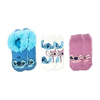 Womens Multi-Pack 3 Pair Lilo & Stitch Slipper Socks