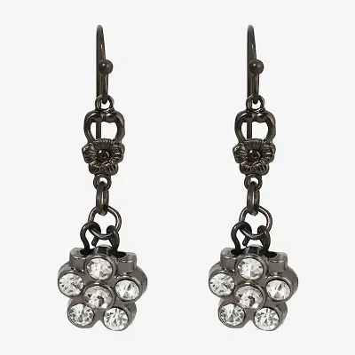 1928 Womens Gray Crystal Flower Drop Earrings