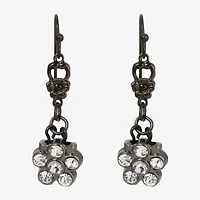 1928 Womens Gray Crystal Flower Drop Earrings