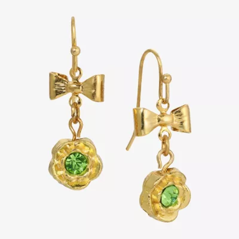 1928 Womens Crystal Bow Flower Drop Earrings