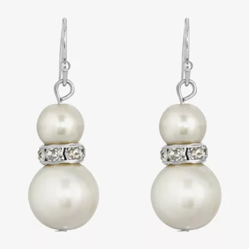 1928 Womens Crystal Round Drop Earrings