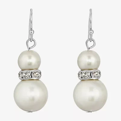 1928 Womens Crystal Round Drop Earrings