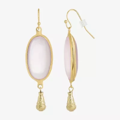 1928 Womens Pink Glass Oval Drop Earrings