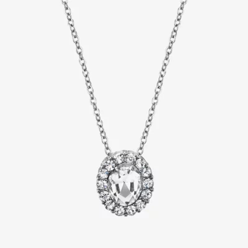 1928 Womens White Crystal Alloy Snowflake 16 Inch Pendant Necklace