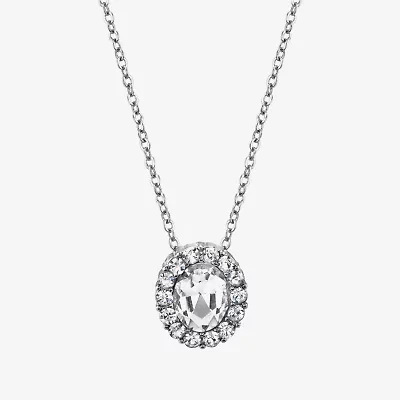 1928 Womens White Crystal Alloy Snowflake 16 Inch Pendant Necklace