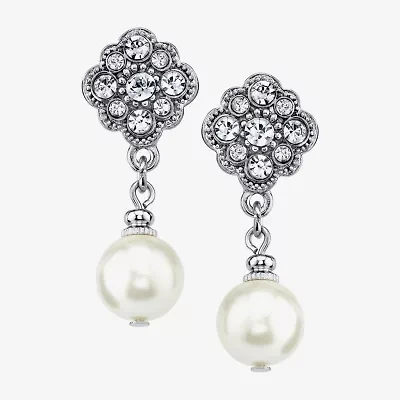 1928 Womens Crystal Flower Drop Earrings