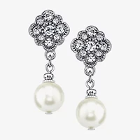 1928 Womens Crystal Flower Drop Earrings