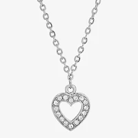 1928 Womens Crystal Alloy Heart 16 Inch Pendant Necklace