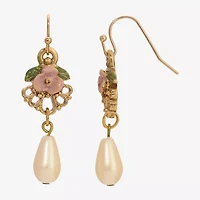 1928 Filigree Womens Simulated Pearl Flower Drop Earrings