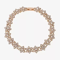 1928 Womens White Crystal Flower 7.5 Inch Tennis Bracelet