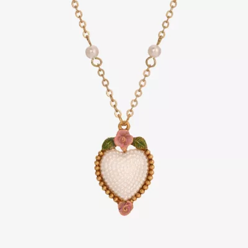 1928 Womens Alloy Heart 16 Inch Pendant Necklace