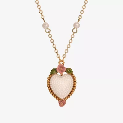 1928 Womens Alloy Heart 16 Inch Pendant Necklace