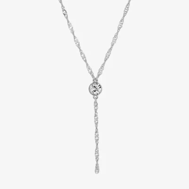 1928 Silver Tone Bolo Womens Crystal Alloy 16 Inch Y Necklace