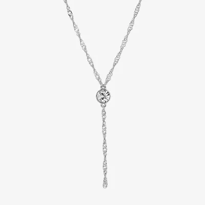 1928 Silver Tone Bolo Womens Crystal Alloy 16 Inch Y Necklace