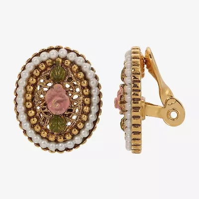 1928 Pink Rose Womens Flower Clip On Earrings