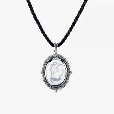 1928 Black Cord Womens Glass Alloy Cameo 16 Inch Pendant Necklace
