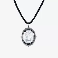 1928 Black Cord Womens Glass Alloy Cameo 16 Inch Pendant Necklace