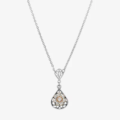 1928 Womens Crystal Alloy 16 Inch Pendant Necklace