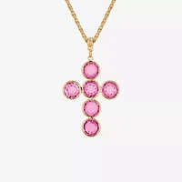 1928 Womens Purple Crystal Alloy Cross 20 Inch Pendant Necklace