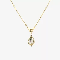 1928 Porcelain Rose Womens Crystal Alloy Flower 17 Inch Pendant Necklace