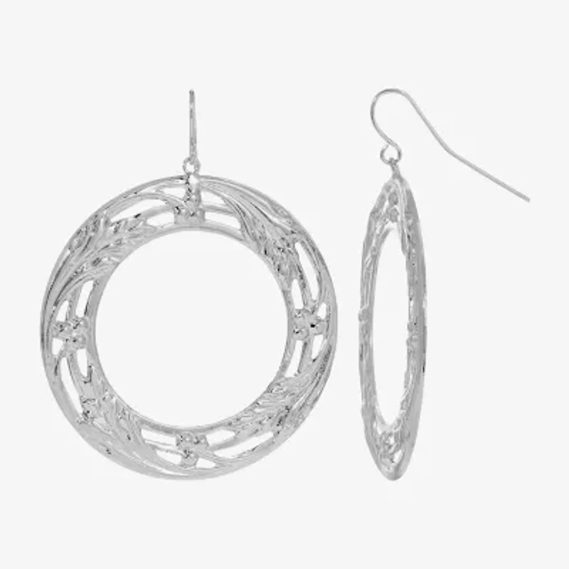 1928 Silver Tone Womens Round Drop Earrings