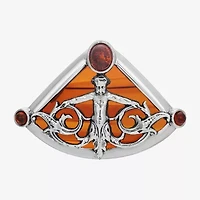 1928 Silver Tone Brown Shell Brooch