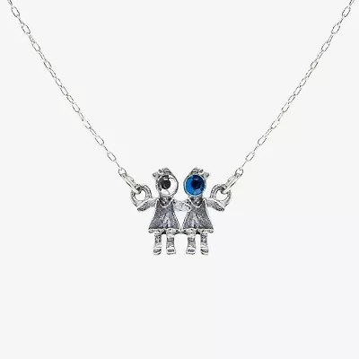 1928 Girls Holding Hands Womens Crystal Alloy 16 Inch Pendant Necklace