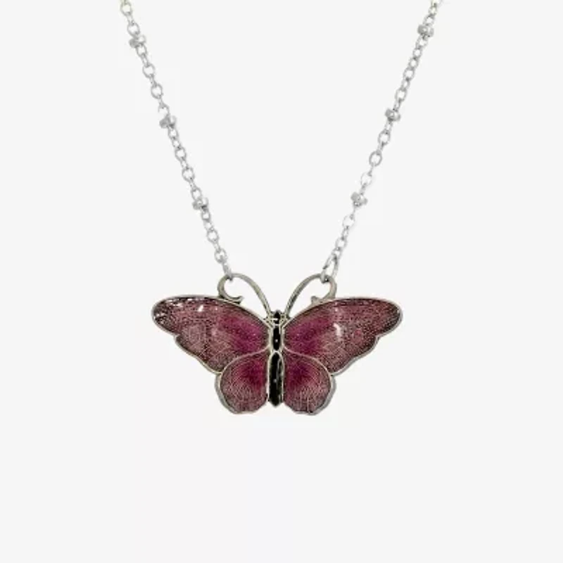 1928 Womens Alloy Butterfly 16 Inch Pendant Necklace