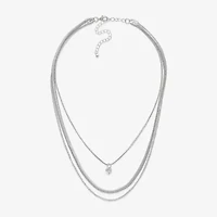 Bold Elements Silver Tone Three Row Womens 15 Inch Cable Chain Necklace