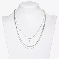 Bold Elements Silver Tone Three Row Womens 15 Inch Cable Chain Necklace