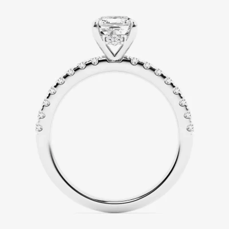 Limited Quantities! (G \ Si1) Womens 1 1/4 CT. T.W. Lab Grown White Diamond 14K White Gold Cushion Side Stone Engagement Ring