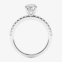 Limited Quantities! (G \ Si1) Womens 1 1/4 CT. T.W. Lab Grown White Diamond 14K White Gold Cushion Side Stone Engagement Ring