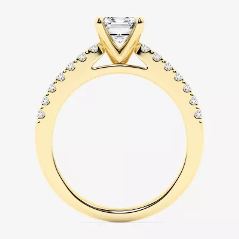 Limited Quantities! (G \ Vs1-Vs2) Womens 1 1/2 CT. T.W. Lab Grown White Diamond 14K Gold Side Stone Engagement Ring