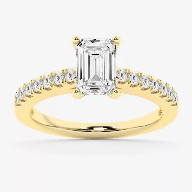 Limited Quantities! (G \ Vs1-Vs2) Womens 1 1/2 CT. T.W. Lab Grown White Diamond 14K Gold Side Stone Engagement Ring