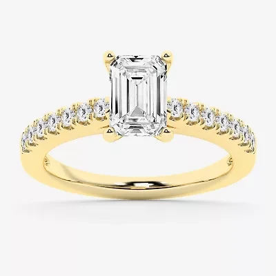 Limited Quantities! (G \ Vs1-Vs2) Womens 1 1/2 CT. T.W. Lab Grown White Diamond 14K Gold Side Stone Engagement Ring