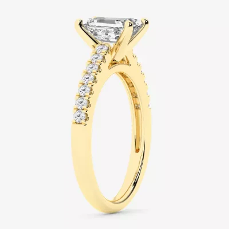 Limited Quantities! (G \ Vs1-Vs2) Womens 1 1/2 CT. T.W. Lab Grown White Diamond 14K Gold Side Stone Engagement Ring