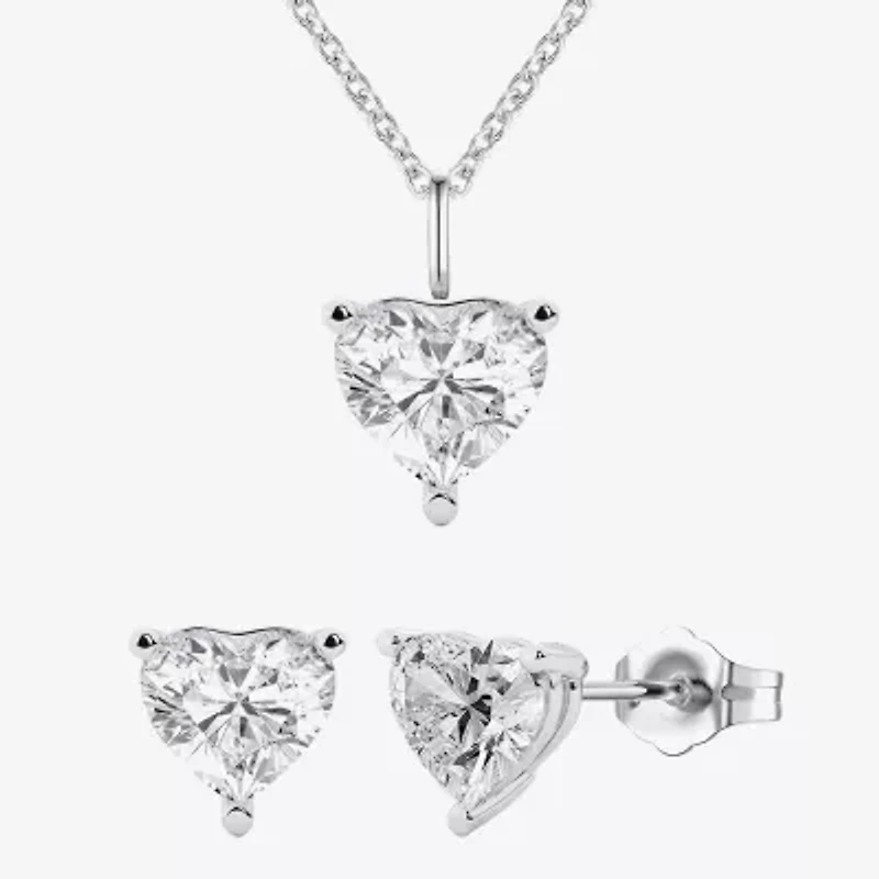 Womens Lab Created Sapphire Sterling Silver Heart -pc. Jewelry Set