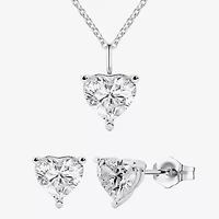 Womens Lab Created Sapphire Sterling Silver Heart -pc. Jewelry Set