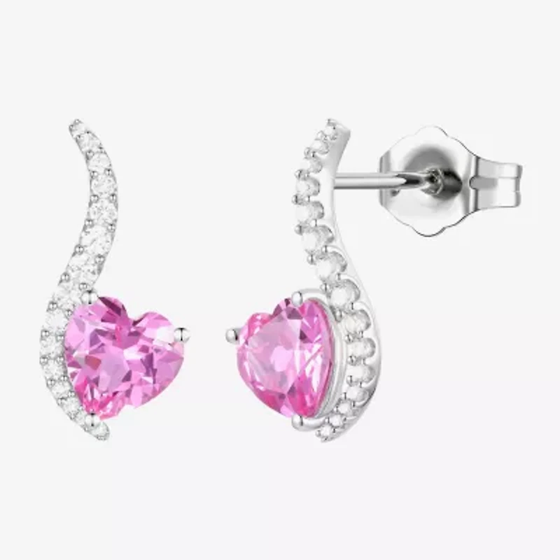 Womens Lab Created Pink Sapphire Sterling Silver Heart 3-pc. Jewelry Set